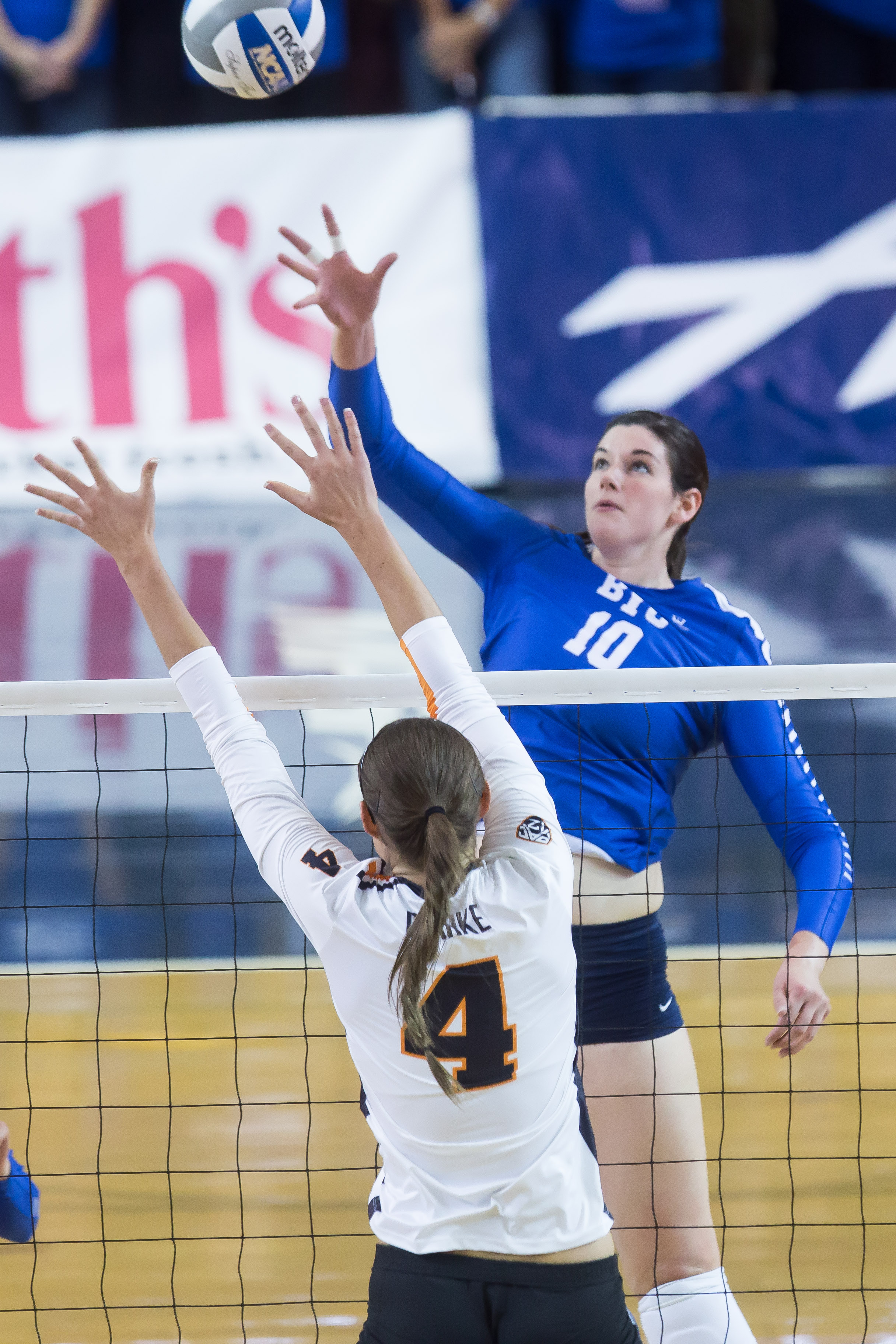 Amy Boswell goes for a kill against OSU. Boswell tied her career high kills with 13 kills and had three blocks in game against SMC. (Ari Davis)