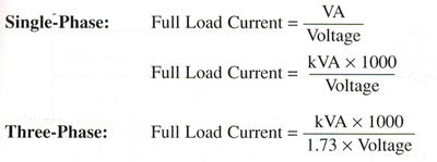 What is the difference between a full load current and a rated